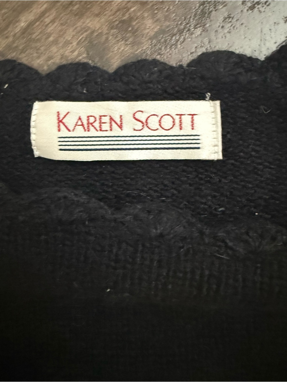 Vintage Karen Scott Silk Angora Lambswool Floral Sweater Black Gold Medium - Picture 9 of 10